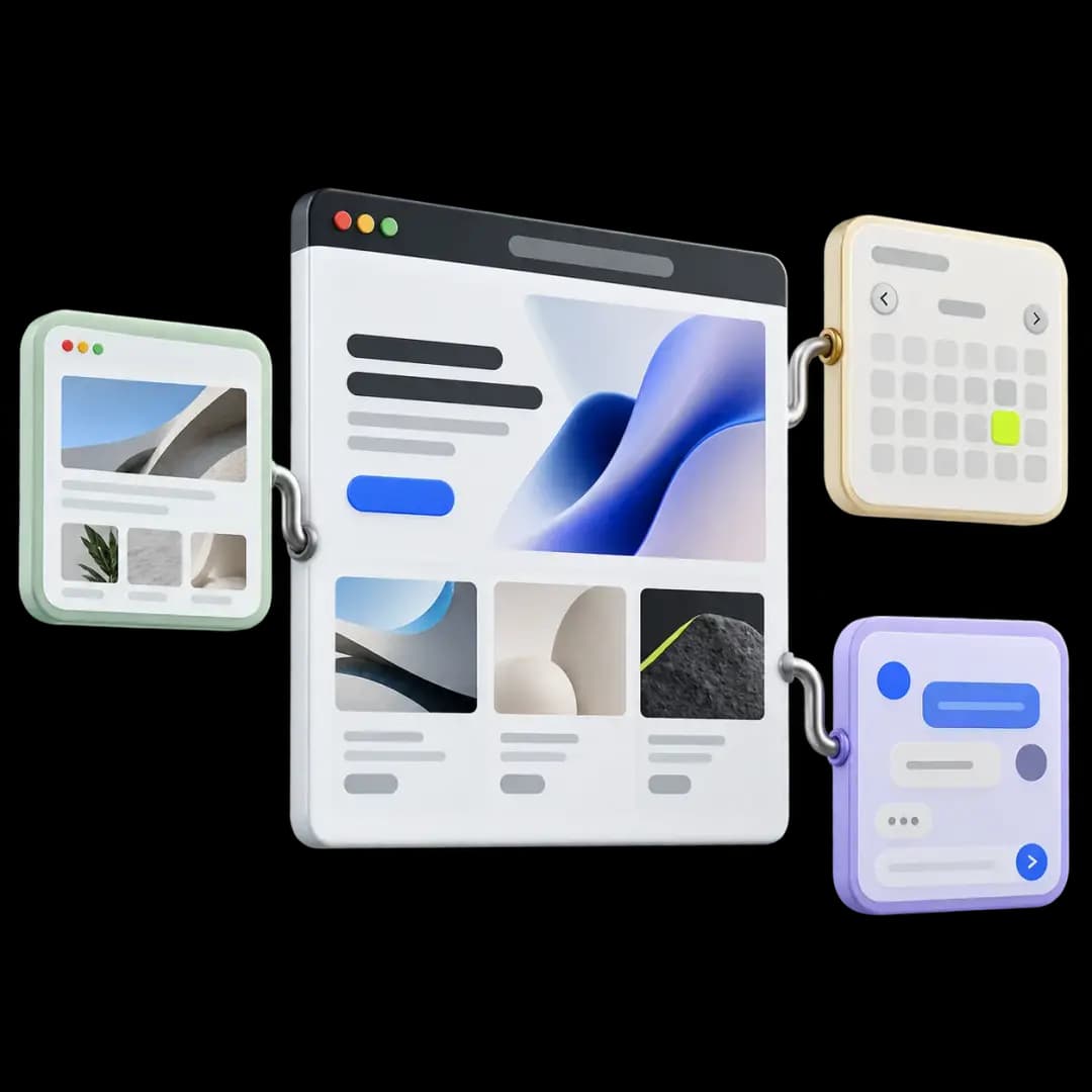 Website modules and a calculator representing optional extras