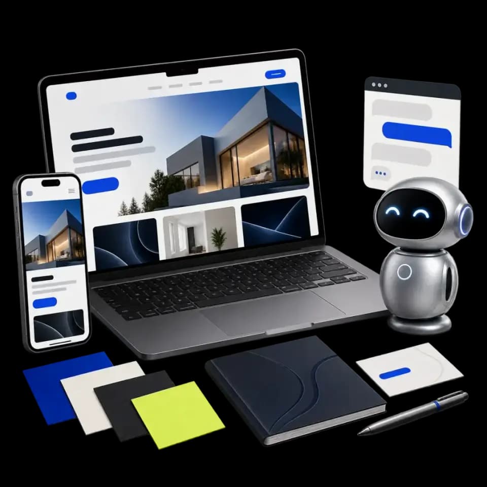 Larger website with an AI assistant shown across devices